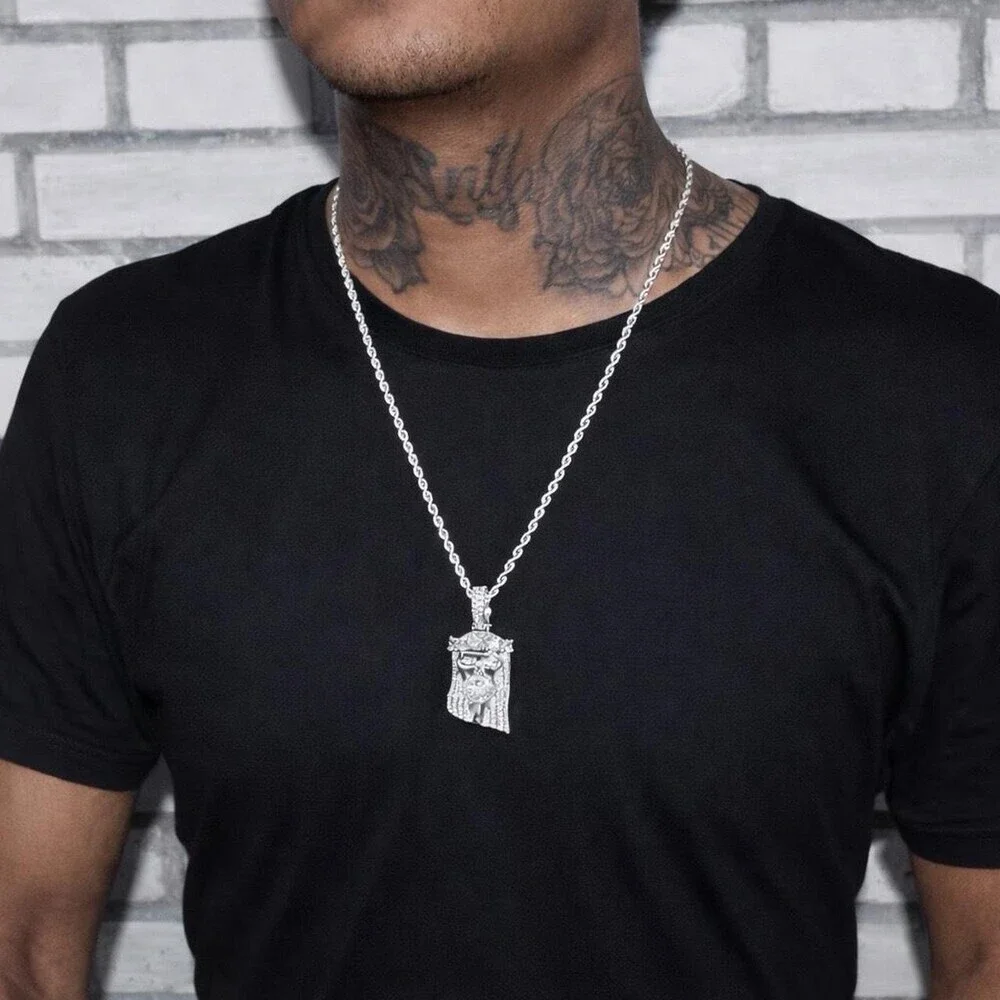 Iced Out Jesus Piece Necklace 24inch rope chain